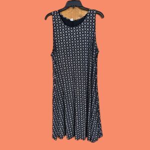 Old Navy Black and Beige Patterned Midi Dress